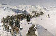 Franz Roubaud Count Argutinsky crossing the Caucasian range oil painting